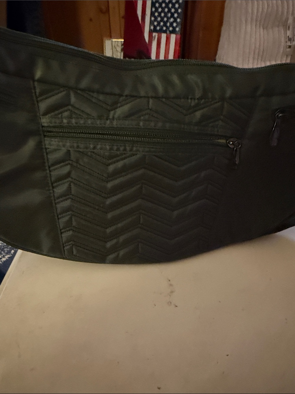 lug Quilted Olive Green Crossbody Hobo Bag - Picture 3 of 4